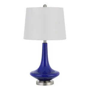 100W Kleve Glass Table Lamp With Taper Drum Hardback Linen Shade  (Priced And Sold As Pairs) By Cal Lighting