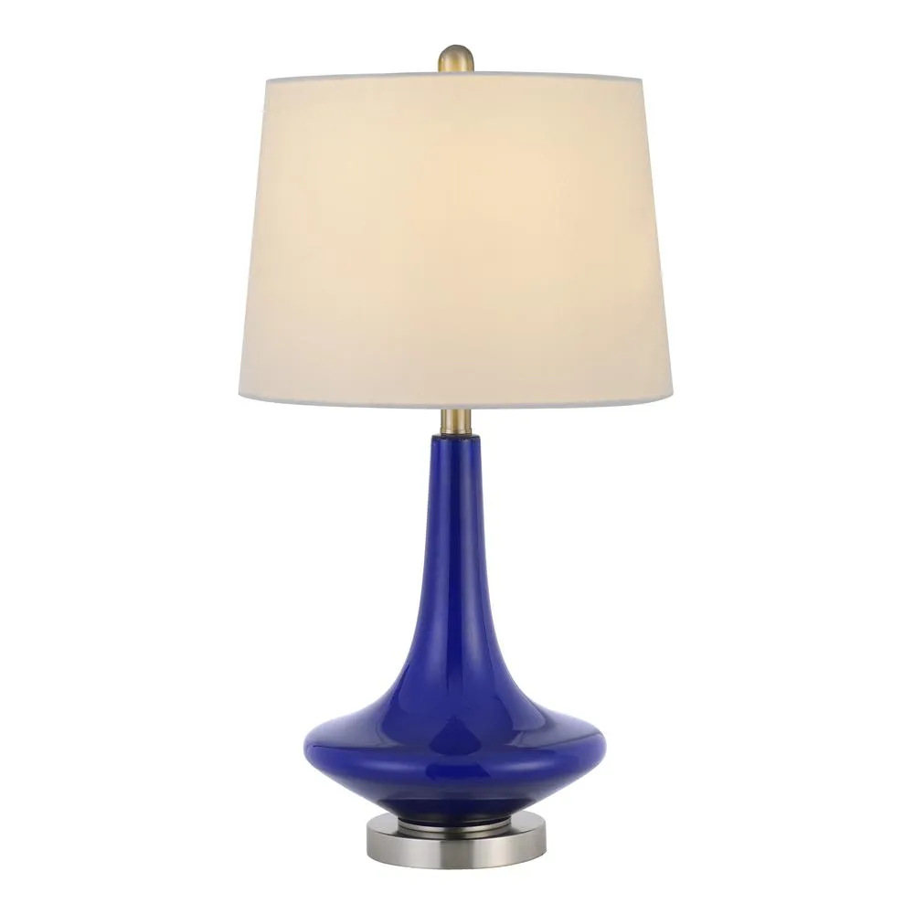 100W Kleve Glass Table Lamp With Taper Drum Hardback Linen Shade  (Priced And Sold As Pairs) By Cal Lighting