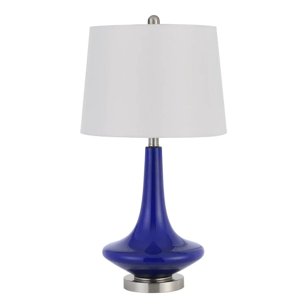 100W Kleve Glass Table Lamp With Taper Drum Hardback Linen Shade  (Priced And Sold As Pairs) By Cal Lighting