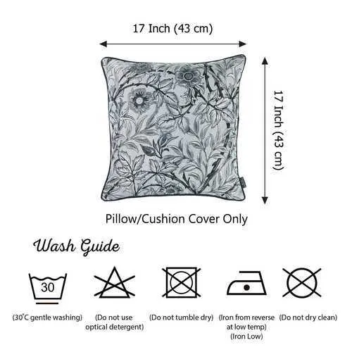 17"x 17" Grey Jacquard Artistic Leaf Decorative Throw Pillow Cover