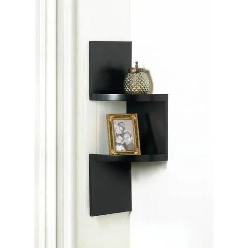 2-Tier Black Corner Shelf