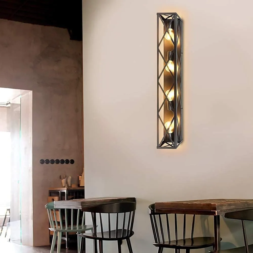 4-Light Industrial Vanity Lights, Bathroom Wall Mount Light Porch Wall Sconces Lamp