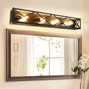 4-Light Industrial Vanity Lights, Bathroom Wall Mount Light Porch Wall Sconces Lamp