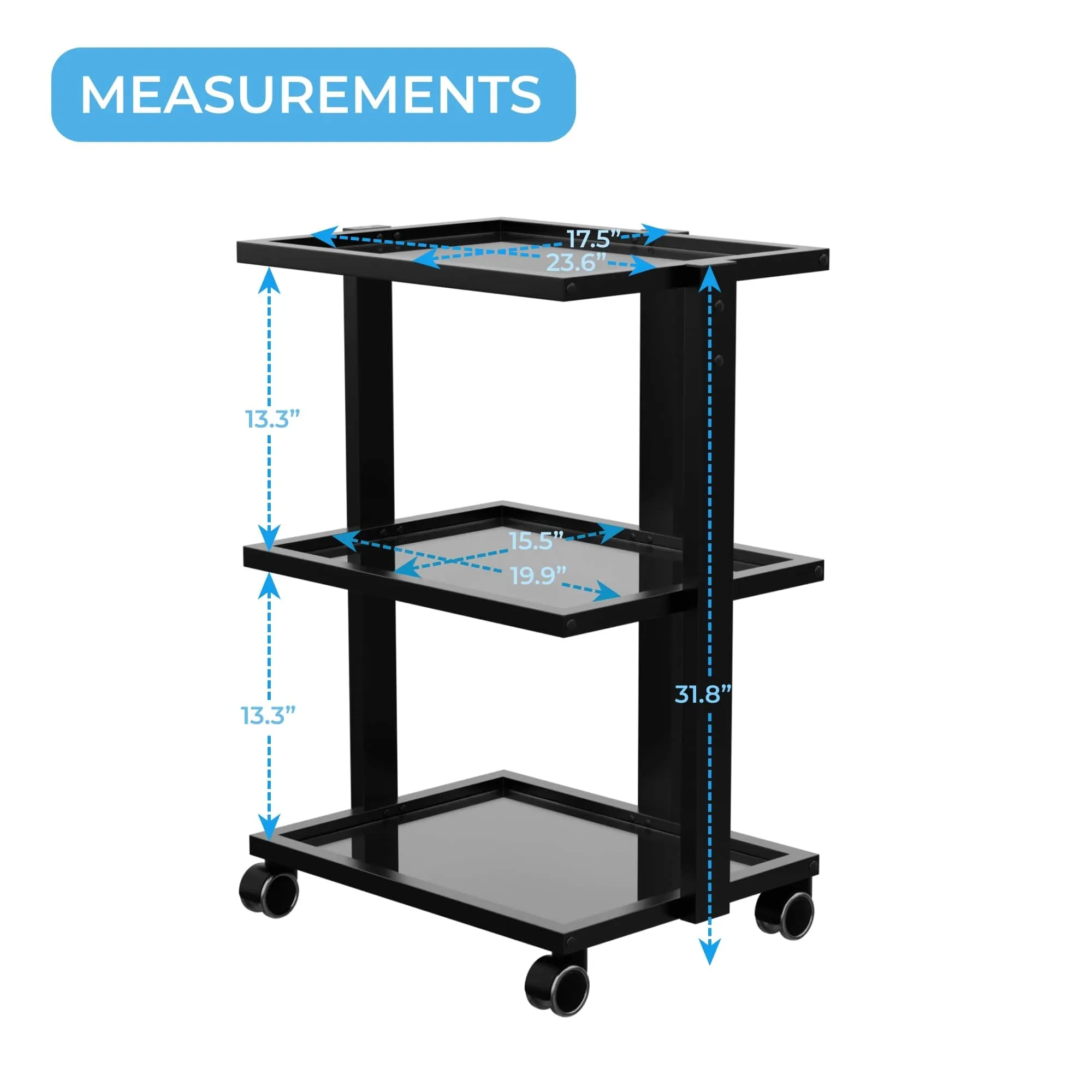 ABEL Beauty Trolley with 3 Tier Glass (1040)