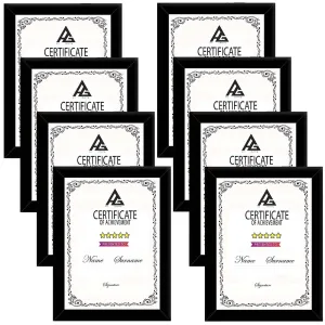 AG CRAFTS A4 Size Photo Frame For Wall Black Picture Frame For Home and Office Decoration (Black-A4-8 Frame)
