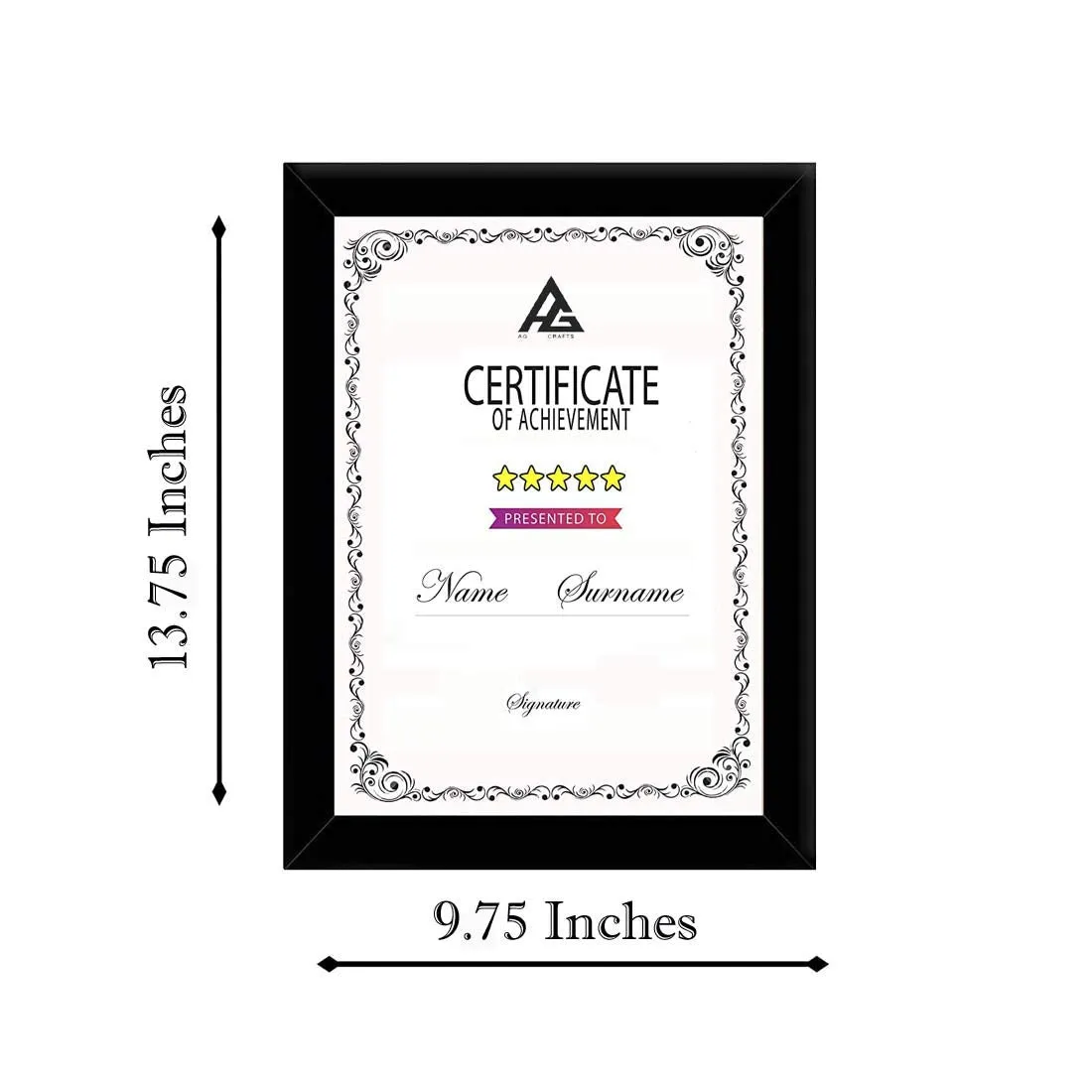 AG CRAFTS A4 Size Photo Frame For Wall Black Picture Frame For Home and Office Decoration (Black-A4-8 Frame)