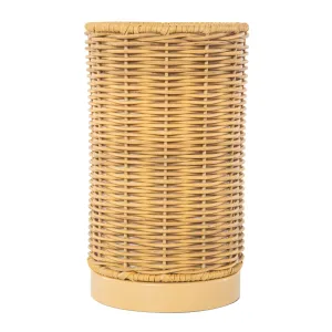All Weather Wicker Indoor/Outdoor Rechargeable LED Drum Table Lamp, Natural Color