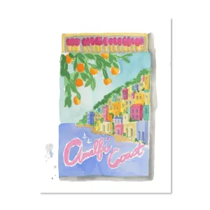 Amalfi Coast Matchbook Illustration Print