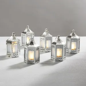 Anthea Silver Mini Holographic Stars Lanterns, Set of 6