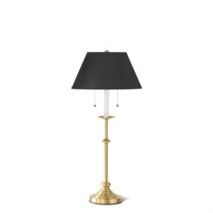 Antique Brass Metal Lamp - 2 Chain Switch w/Black Shade