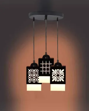 Artesanía Wooden Pendant 3 Lights Hallway Ceiling Lamp | 5 x 6 x 32 inches