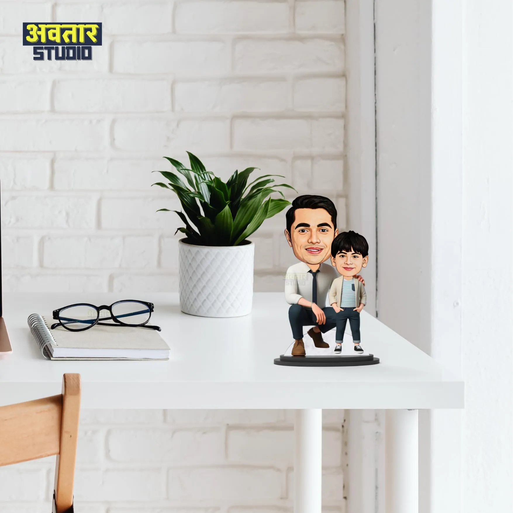 Avatar Studio Personalized Gift for Father, Son, Friends Character Caricature Photo Frame Unique Design Customized Gift for Friends & Family (Father & Son - 1)