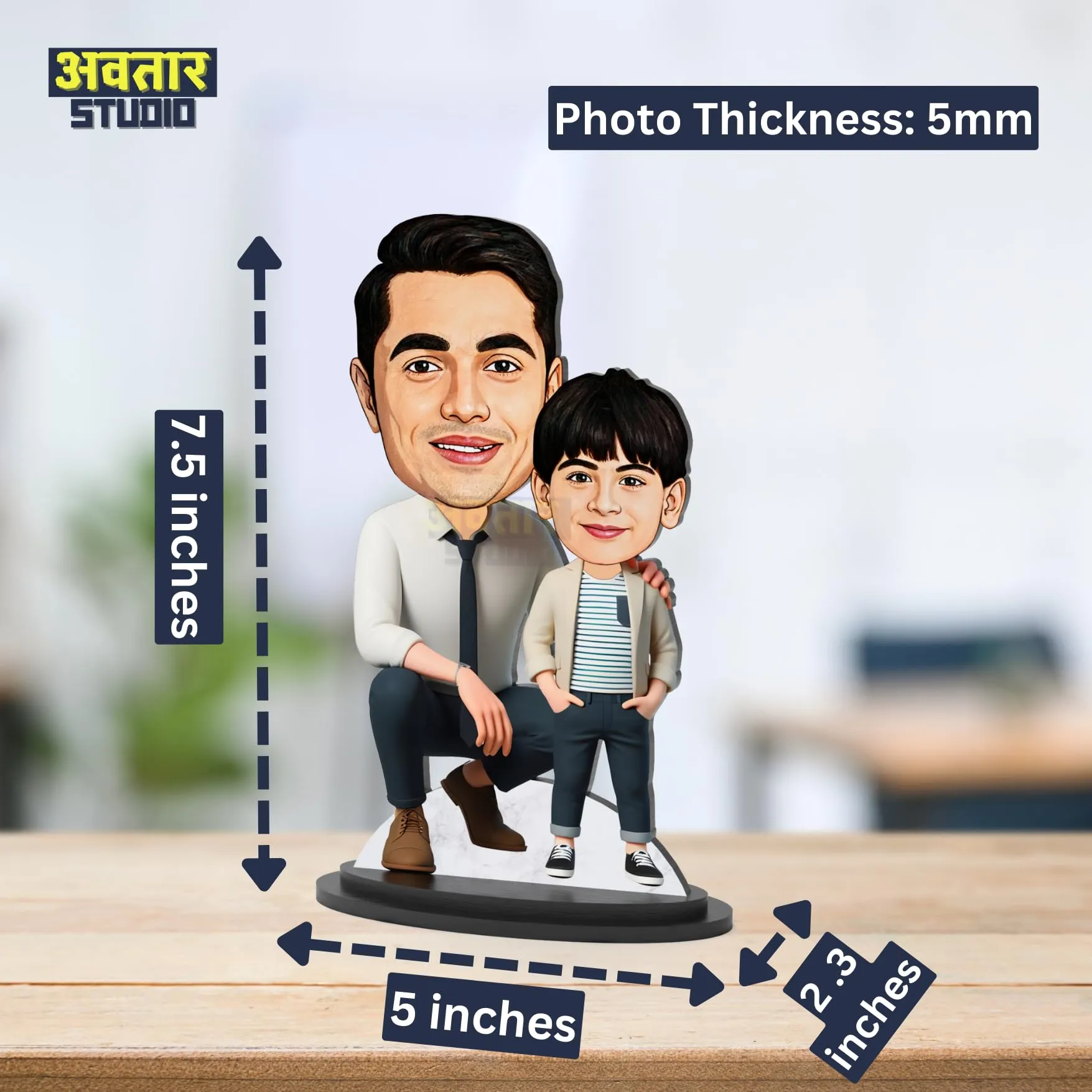 Avatar Studio Personalized Gift for Father, Son, Friends Character Caricature Photo Frame Unique Design Customized Gift for Friends & Family (Father & Son - 1)