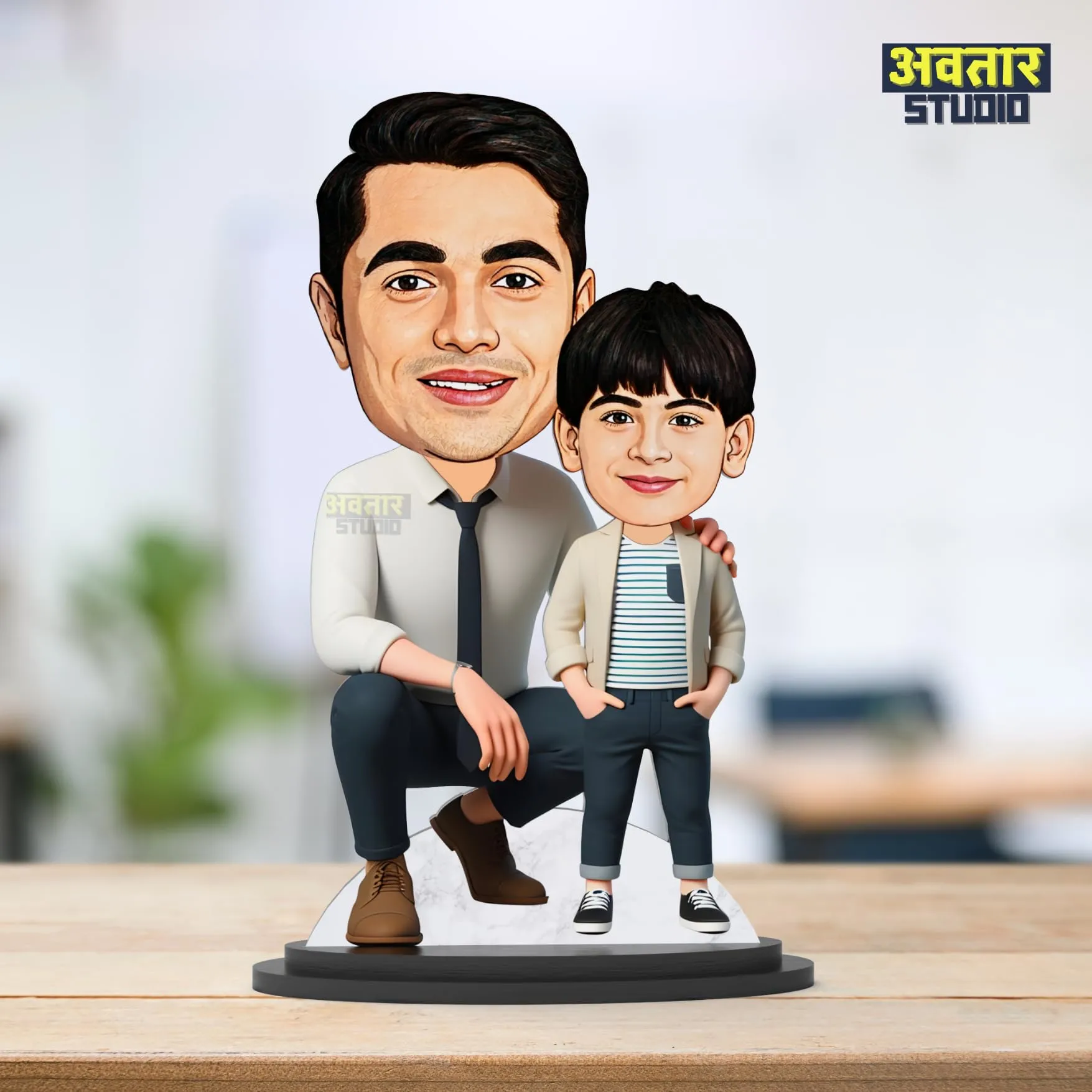 Avatar Studio Personalized Gift for Father, Son, Friends Character Caricature Photo Frame Unique Design Customized Gift for Friends & Family (Father & Son - 1)
