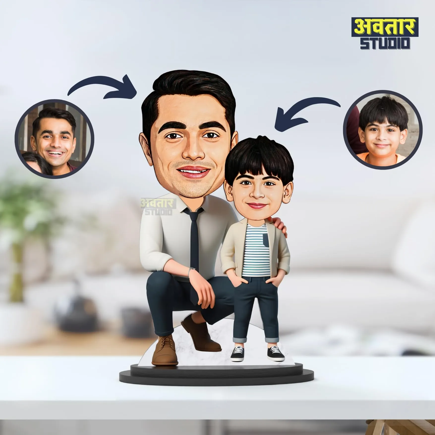 Avatar Studio Personalized Gift for Father, Son, Friends Character Caricature Photo Frame Unique Design Customized Gift for Friends & Family (Father & Son - 1)