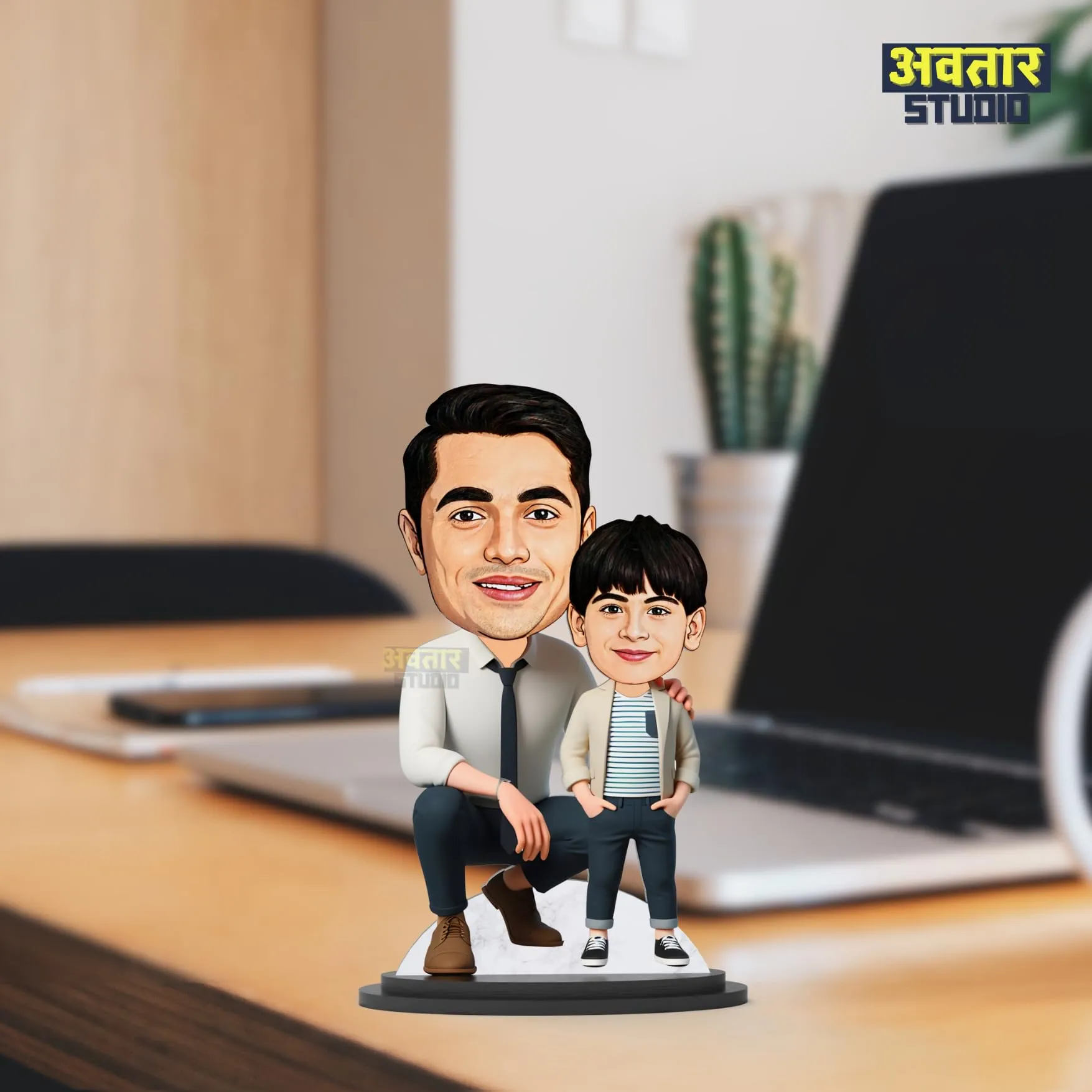 Avatar Studio Personalized Gift for Father, Son, Friends Character Caricature Photo Frame Unique Design Customized Gift for Friends & Family (Father & Son - 1)