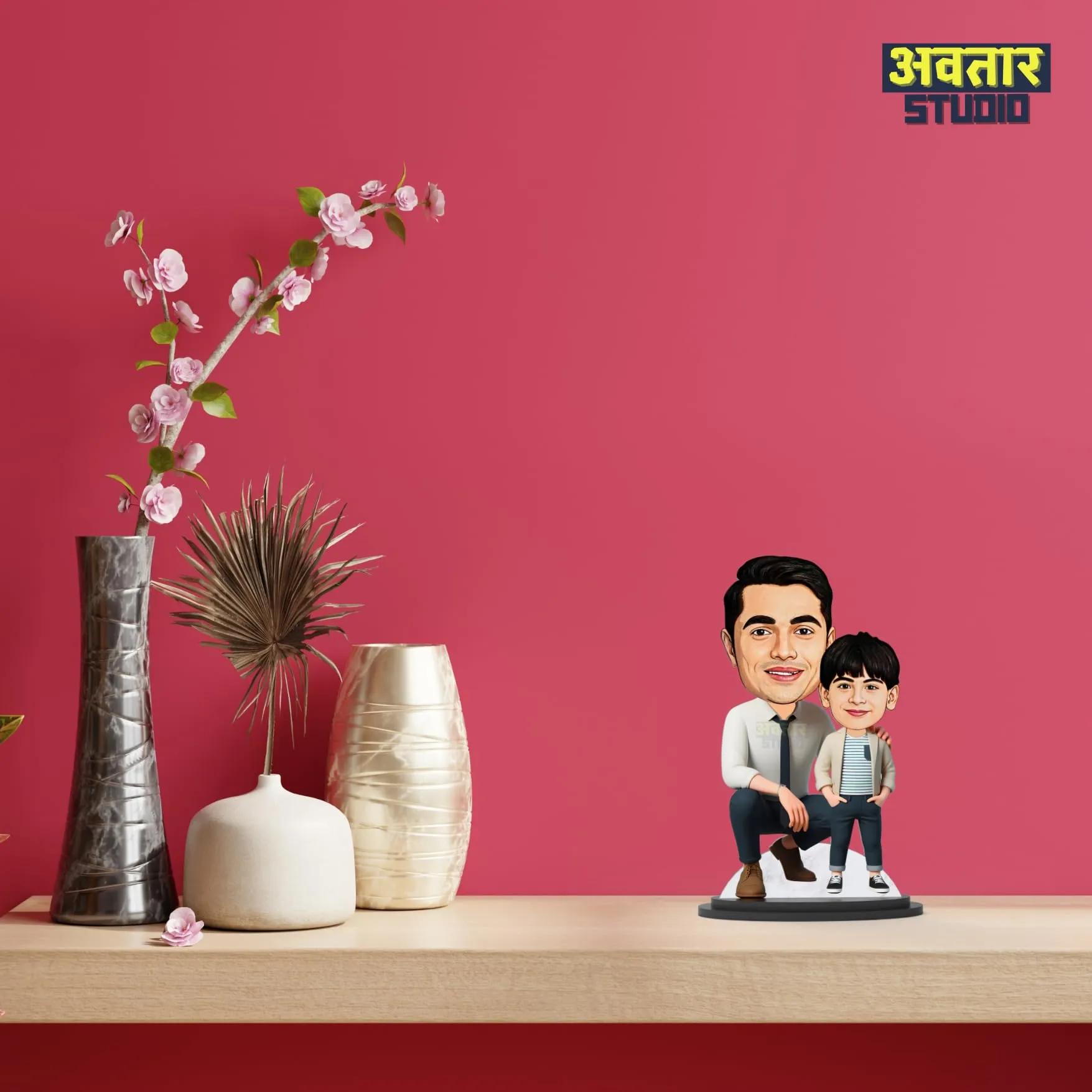 Avatar Studio Personalized Gift for Father, Son, Friends Character Caricature Photo Frame Unique Design Customized Gift for Friends & Family (Father & Son - 1)