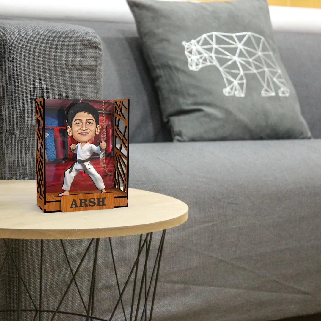 Avatar Studio Personalized Gift for Kids, Brother, Friends, Character Caricature Photo Frame Unique Design Customized Gift for Friends & Family Return Gift (Karate Kid Boy)