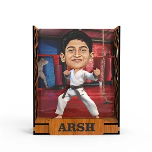 Avatar Studio Personalized Gift for Kids, Brother, Friends, Character Caricature Photo Frame Unique Design Customized Gift for Friends & Family Return Gift (Karate Kid Boy)