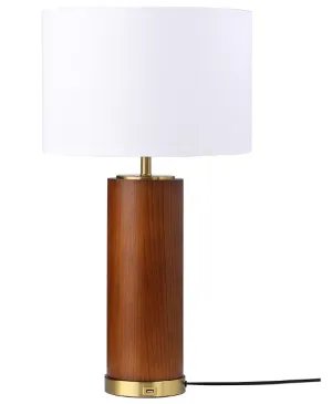 Aziel Drum Shade Bedside Table Lamp Cappuccino and Gold