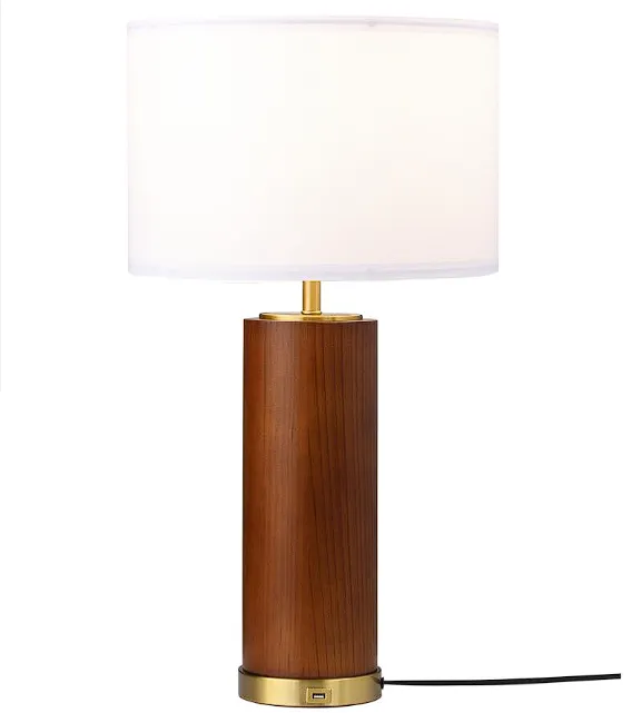 Aziel Drum Shade Bedside Table Lamp Cappuccino and Gold