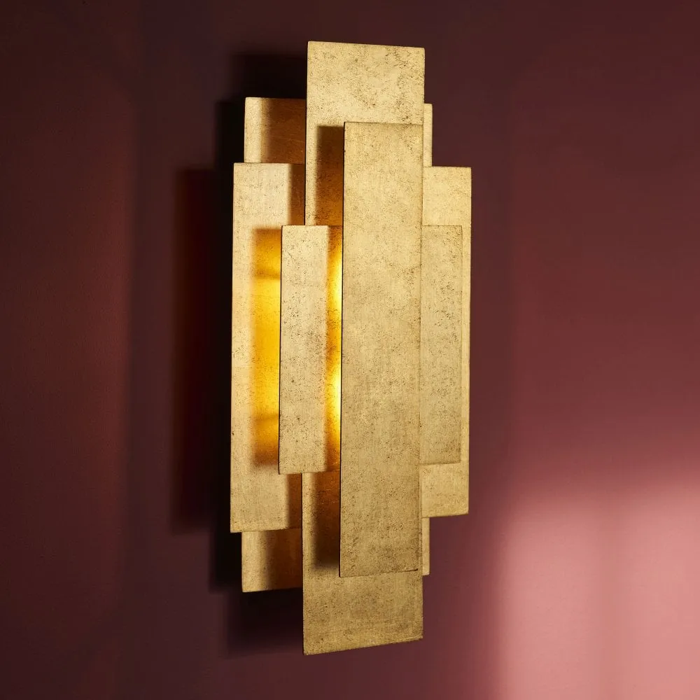 Aztec 2Lt Wall Light - Antique Gold Leaf/Antique Silver Leaf