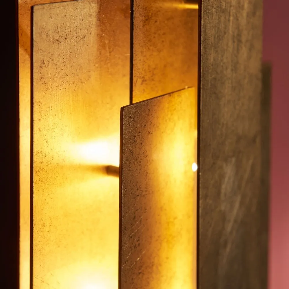 Aztec 2Lt Wall Light - Antique Gold Leaf/Antique Silver Leaf