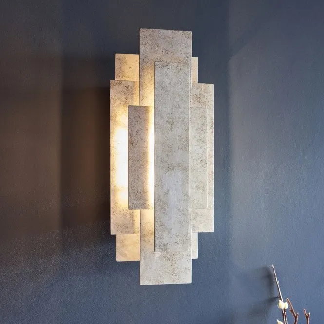 Aztec 2Lt Wall Light - Antique Gold Leaf/Antique Silver Leaf