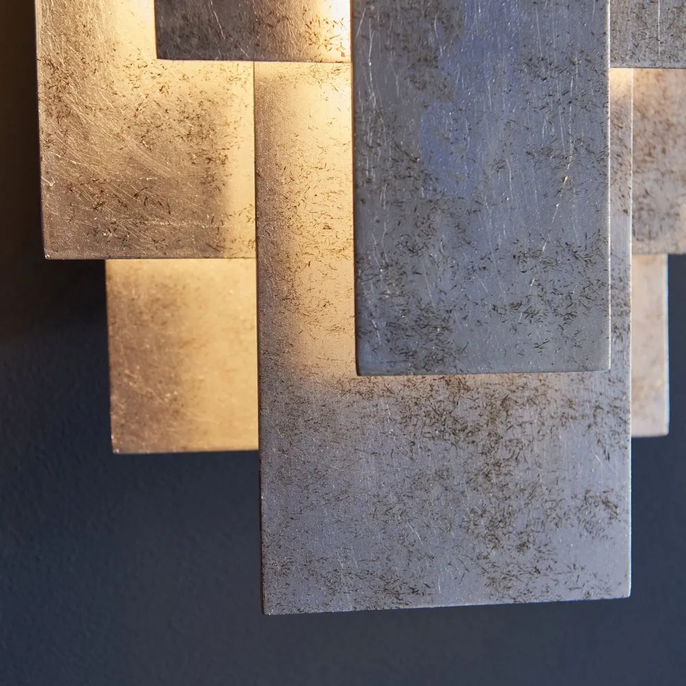 Aztec 2Lt Wall Light - Antique Gold Leaf/Antique Silver Leaf