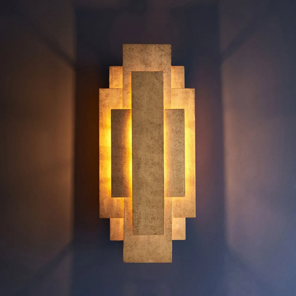 Aztec 2Lt Wall Light - Antique Gold Leaf/Antique Silver Leaf
