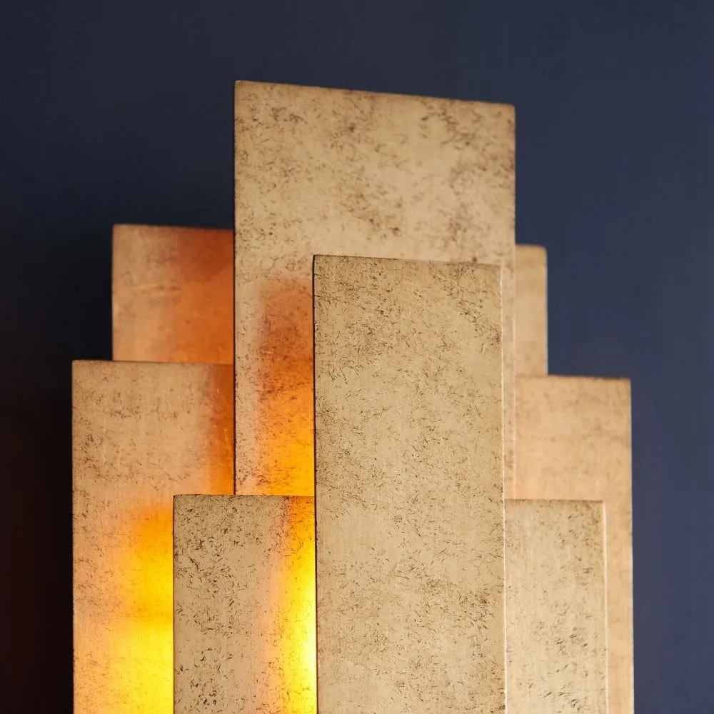 Aztec 2Lt Wall Light - Antique Gold Leaf/Antique Silver Leaf