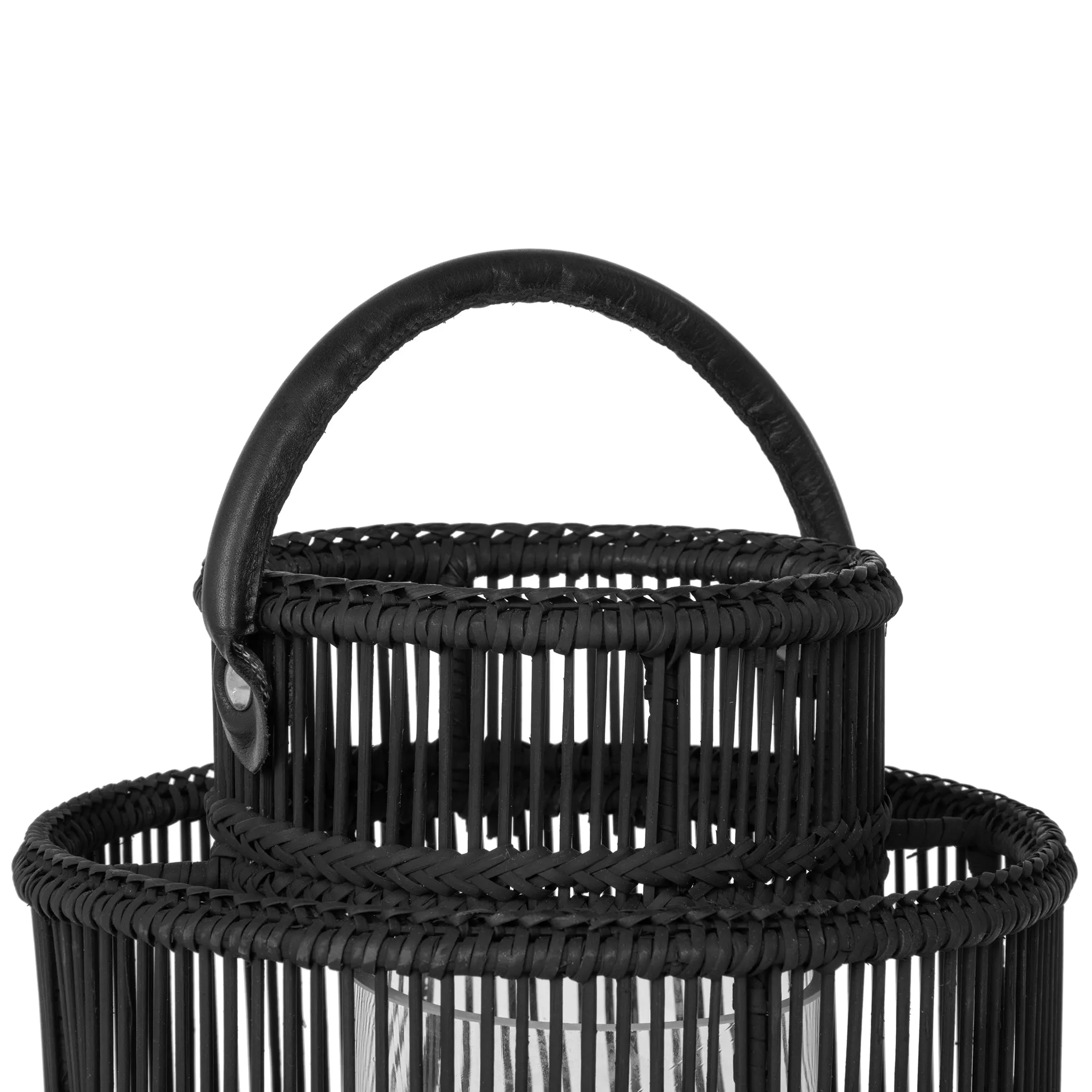 Baja Decorative Rattan Candle Hurricane Lanterns, Black