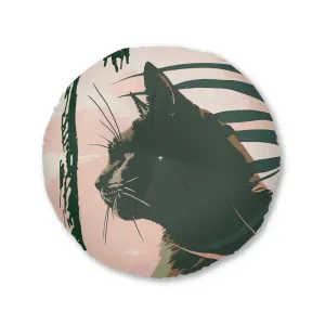Black Cat Art Mandala Design Floor Cushion - Tufted Round Pillow