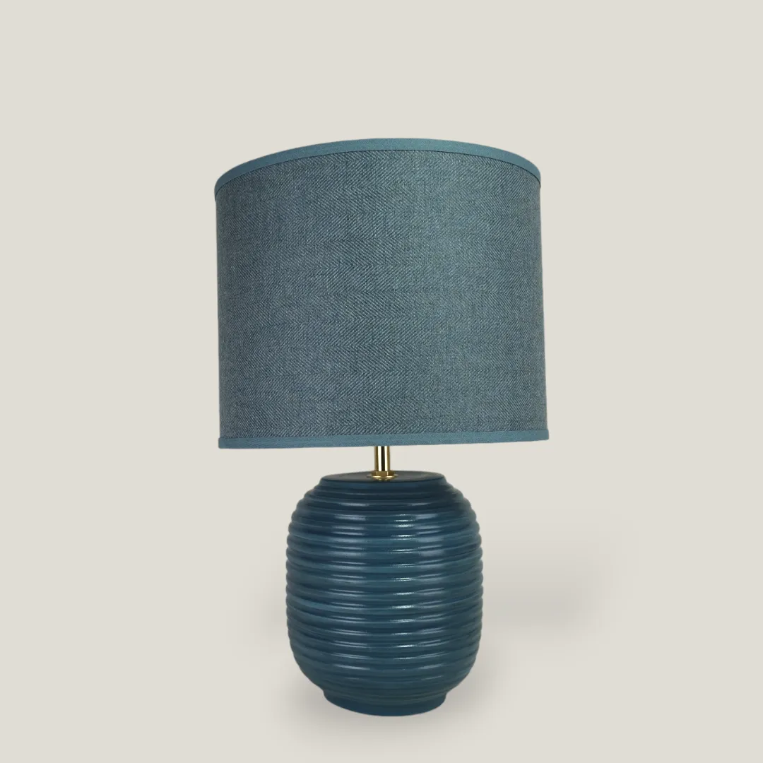 Blue Ridged Small Table Lamp