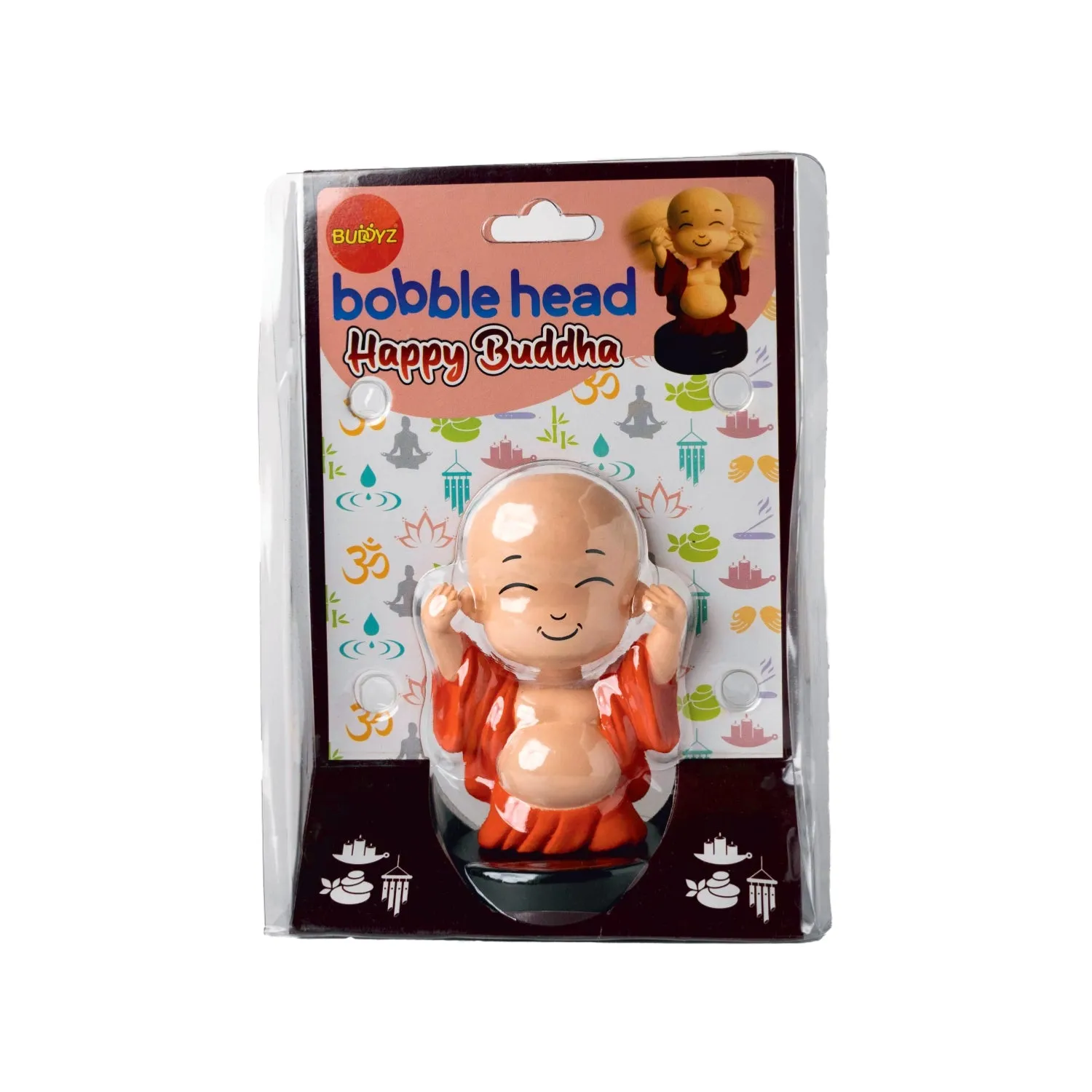 Bobble Head Laughing Buddha Orange 5 in