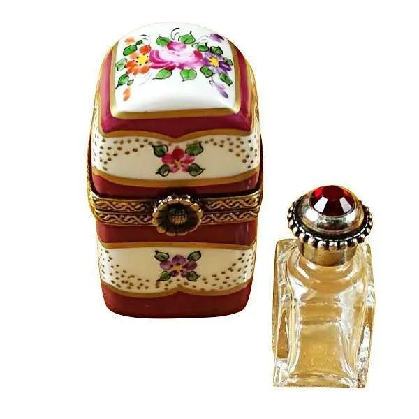 Burgundy Tall with Flowers & Bottle limoges box