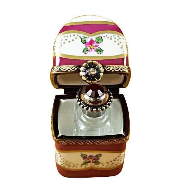 Burgundy Tall with Flowers & Bottle limoges box