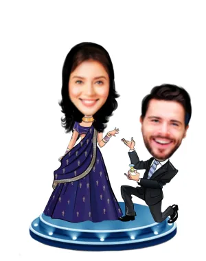 Caricature Personalised Gifts for Couple Marriage Wedding Wooden (9 x 6.5) AD065