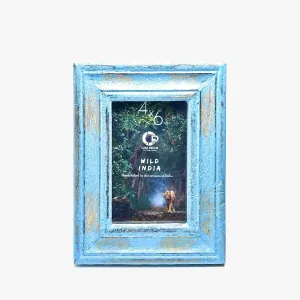 CASA DECOR Wood Distressed Pop Blue Picture Frame For Home & Office Decor | Table Top Photo Frame | Standing Photo Frame Couple Gifts Valentine 4x6