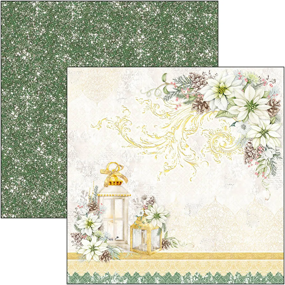 Ciao Bella Sparkling Christmas Paper Pad 8"x8" 12/Pkg
