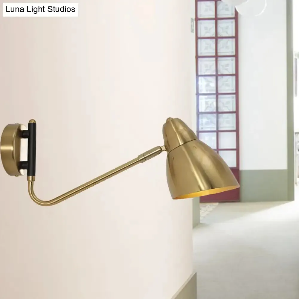 Contemporary Gold Wall Sconce with Dome Metal Shade for Bedroom Lighting