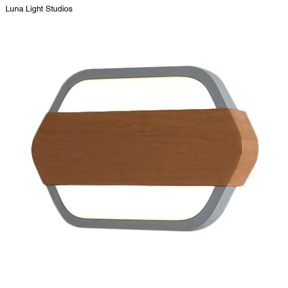 Contemporary Grey Hexagonal LED Wall Sconce for Bedroom