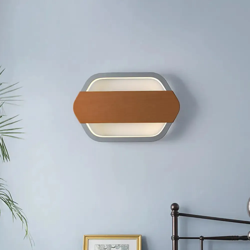 Contemporary Grey Hexagonal LED Wall Sconce for Bedroom