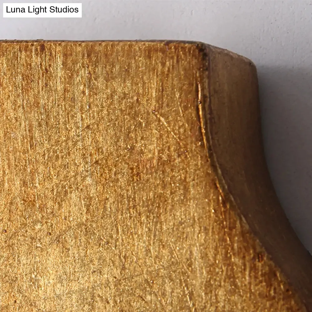 Country Cone Fabric Wall Lamp with Brass Finish and Metal Backplate