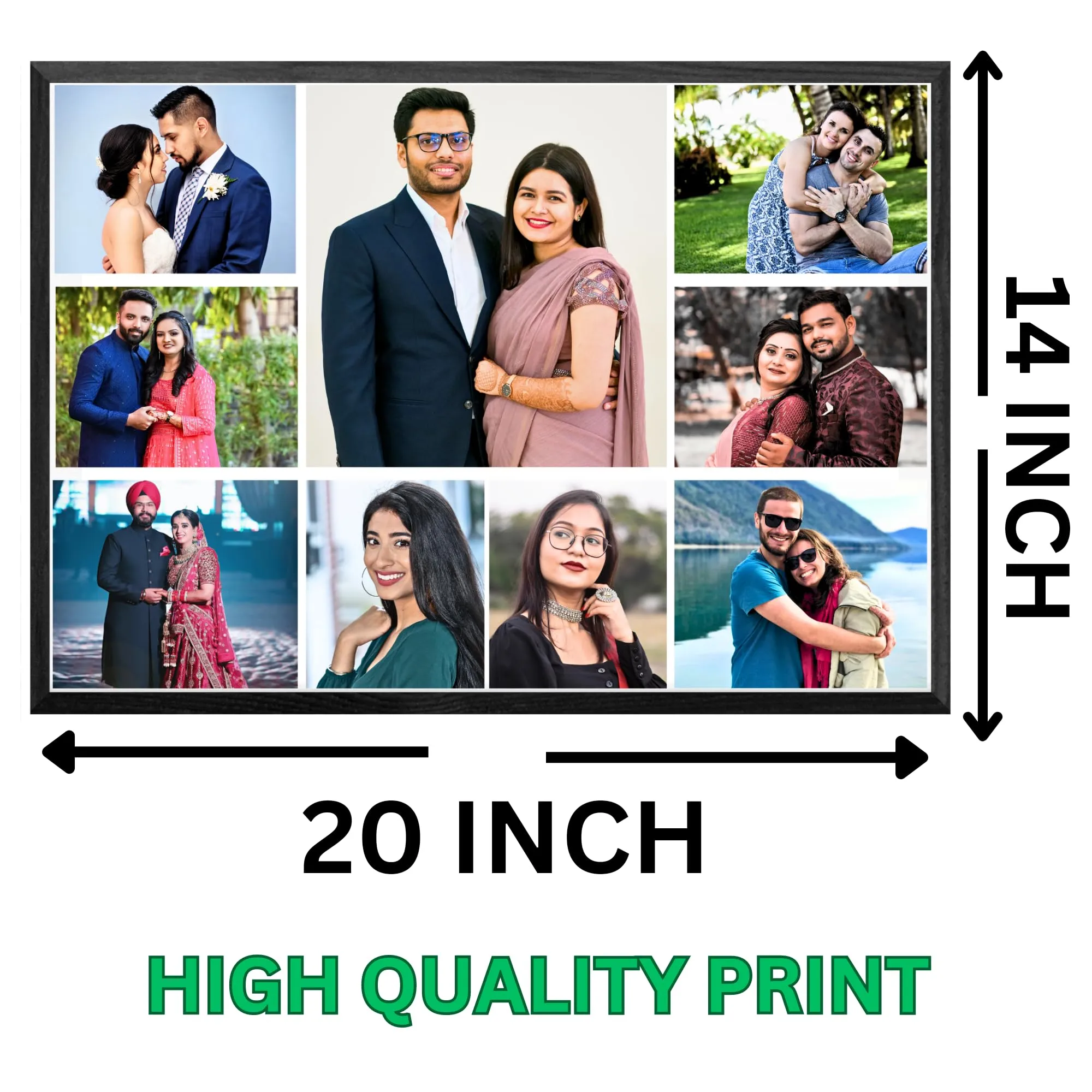 Customize 9 photo frame 14×20 inch Anniversary Gift For Couple Photo Frame With Photo Upload(Tabletop, Multi), Engineered Wood