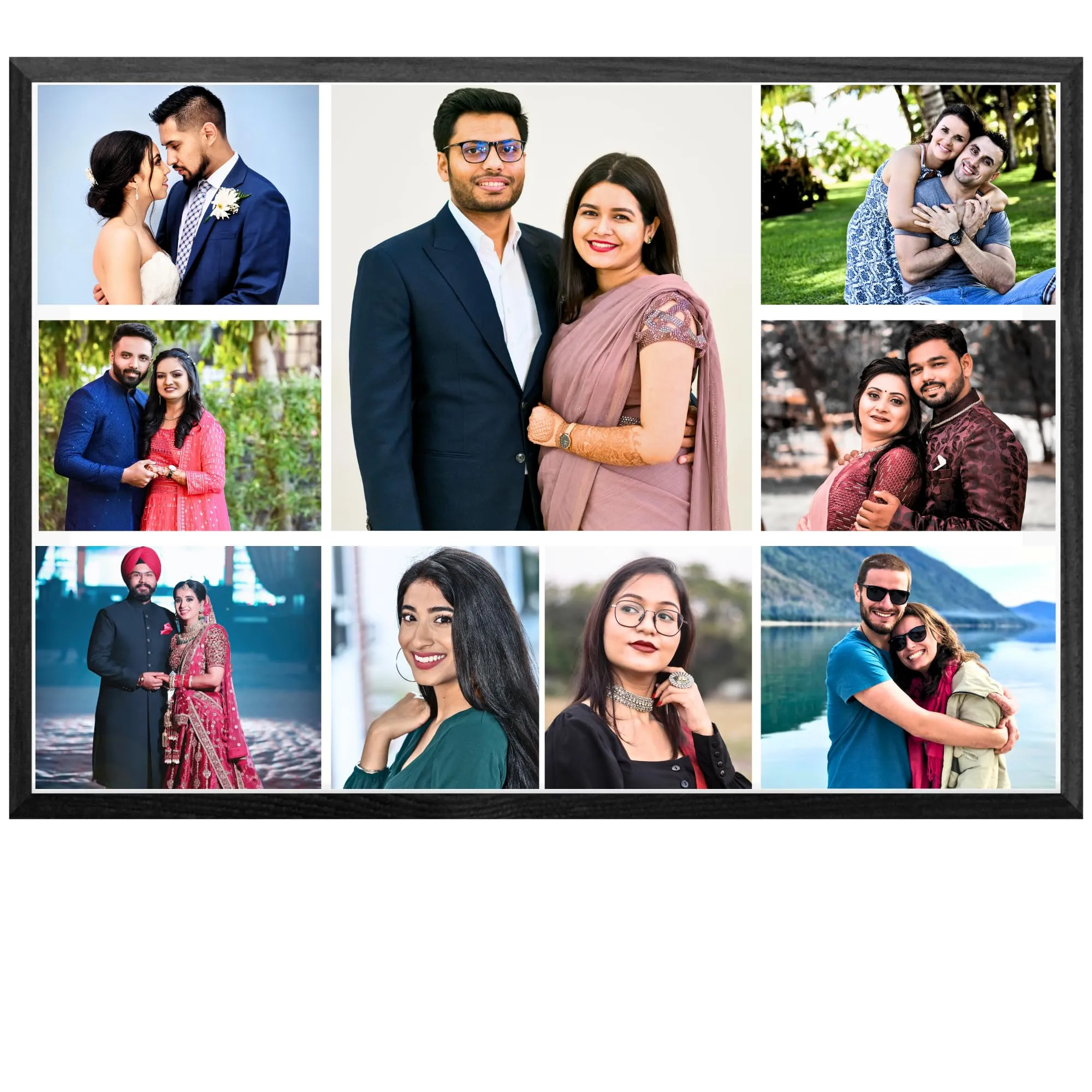 Customize 9 photo frame 14×20 inch Anniversary Gift For Couple Photo Frame With Photo Upload(Tabletop, Multi), Engineered Wood