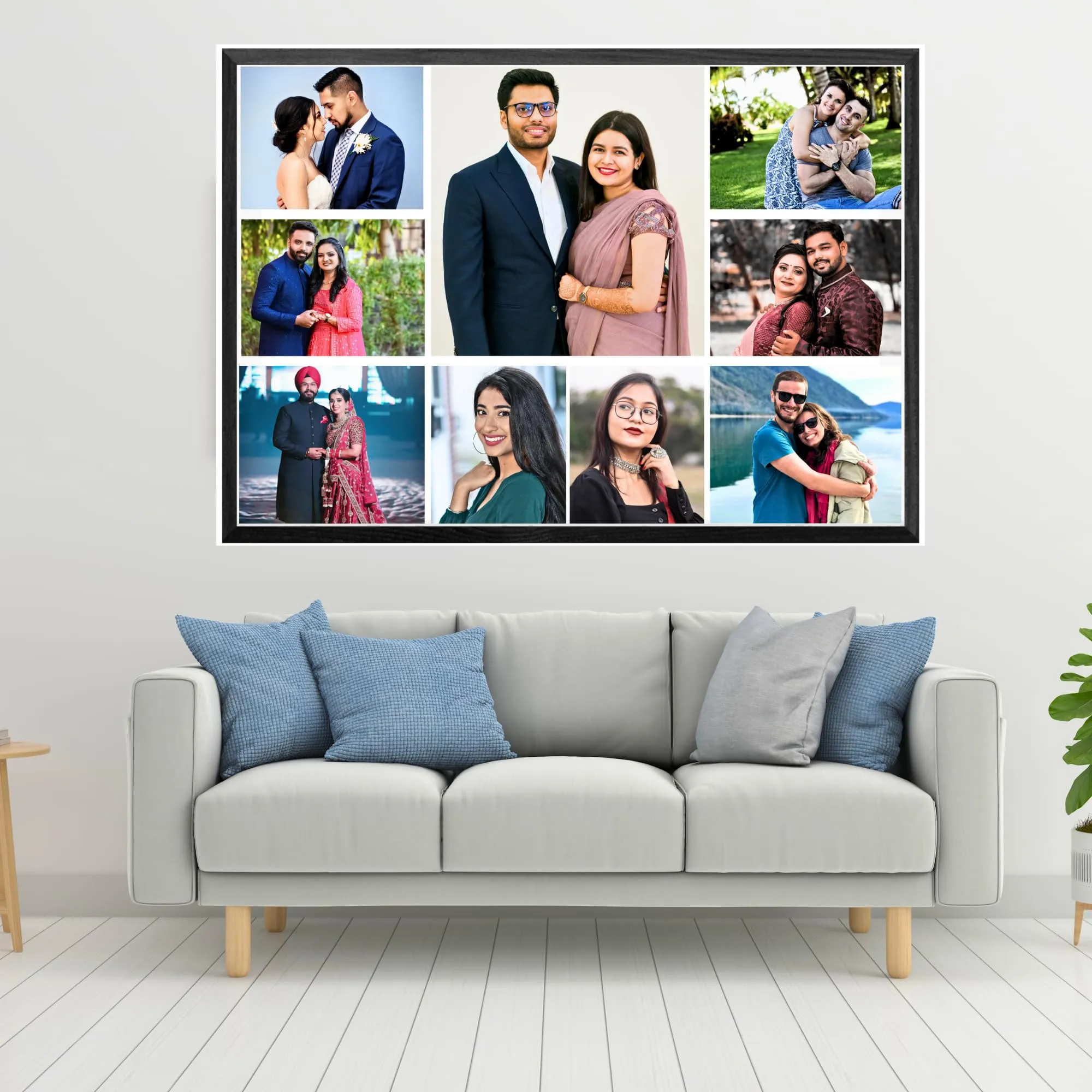 Customize 9 photo frame 14×20 inch Anniversary Gift For Couple Photo Frame With Photo Upload(Tabletop, Multi), Engineered Wood