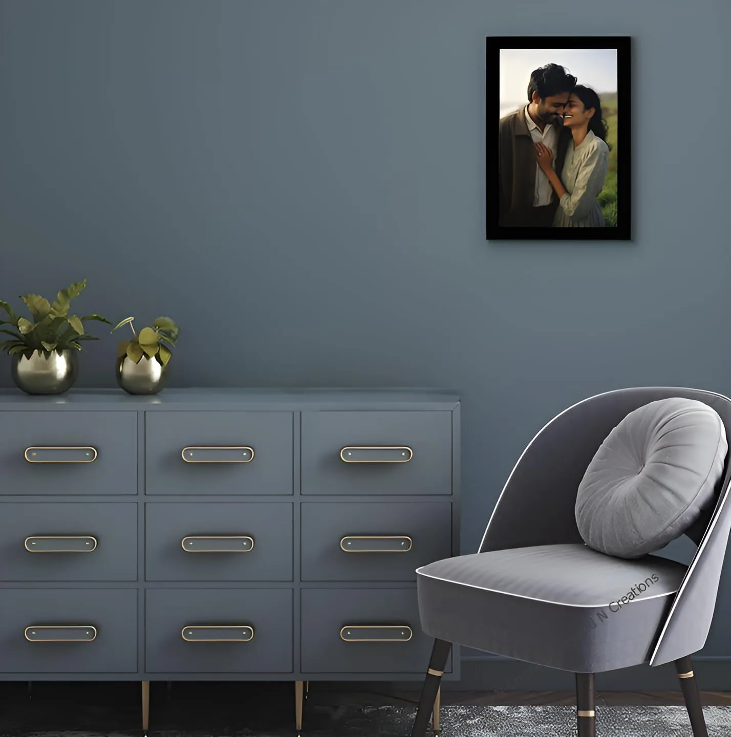 Customized Photo Frame With Photo | 9.45x13 Inches Standard Size Wall Mounted | Midnight Black Wooden Frame | Customised Gift for Home and Office Decor