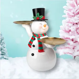 December Diamonds Retro 24" Vintage Snowman with Serving Trays