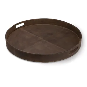 Derby Round Leather Tray (Brown)